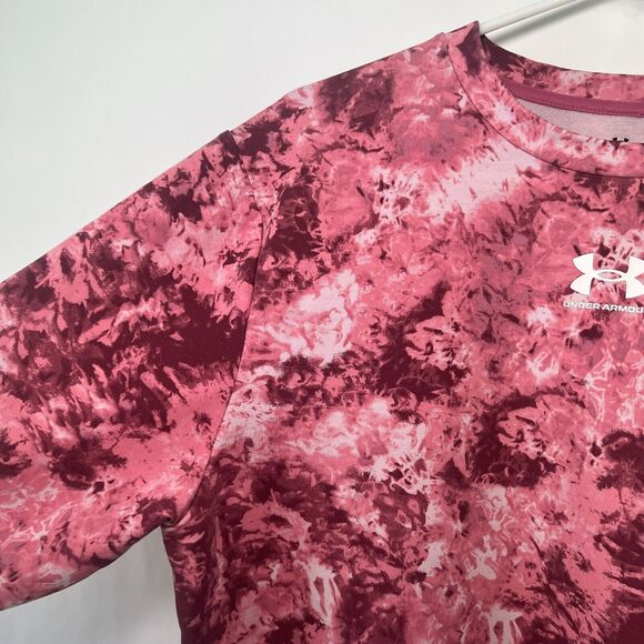 Under Armour Crewneck Cropped Sweatshirt Womens Size Large Pink Camo Long Sleeve - Picture 6 of 12